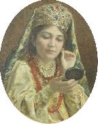 Young Lady Looking into a Mirror Vladimir Makovsky